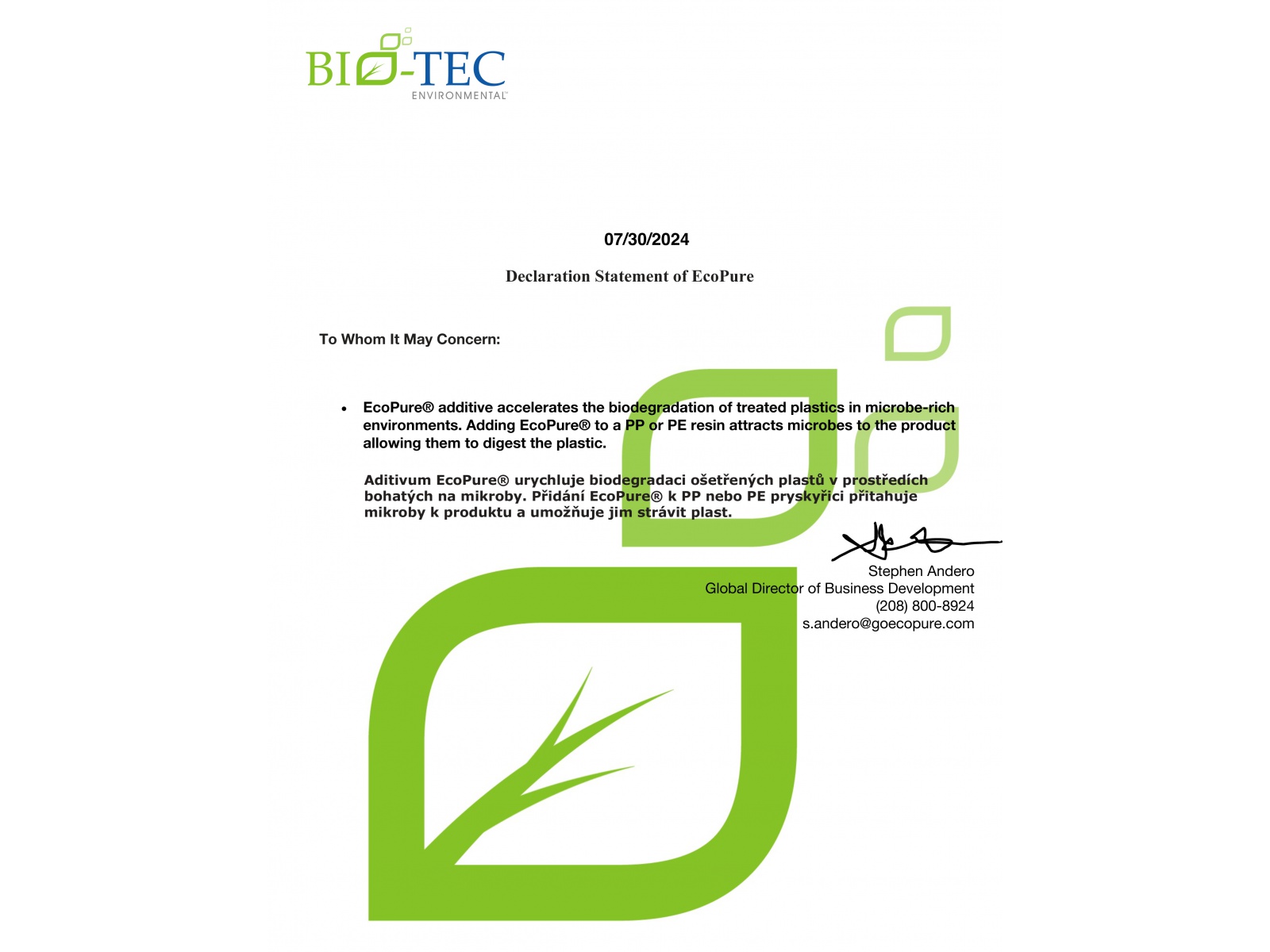 EcoPure statement